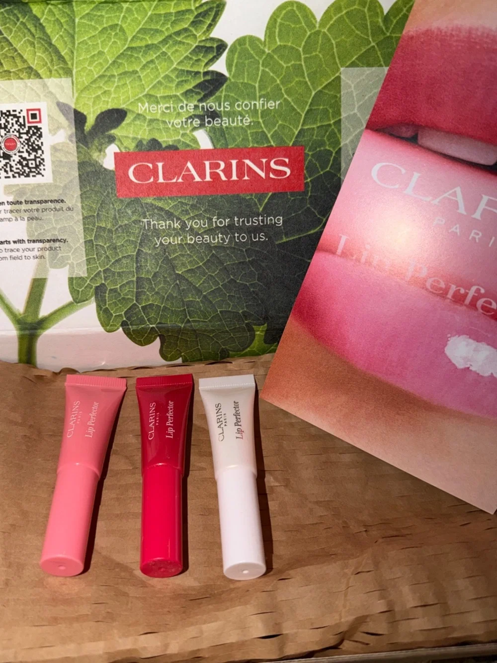 Clarins Lip Perfector Trio — Pink, Red, Cream